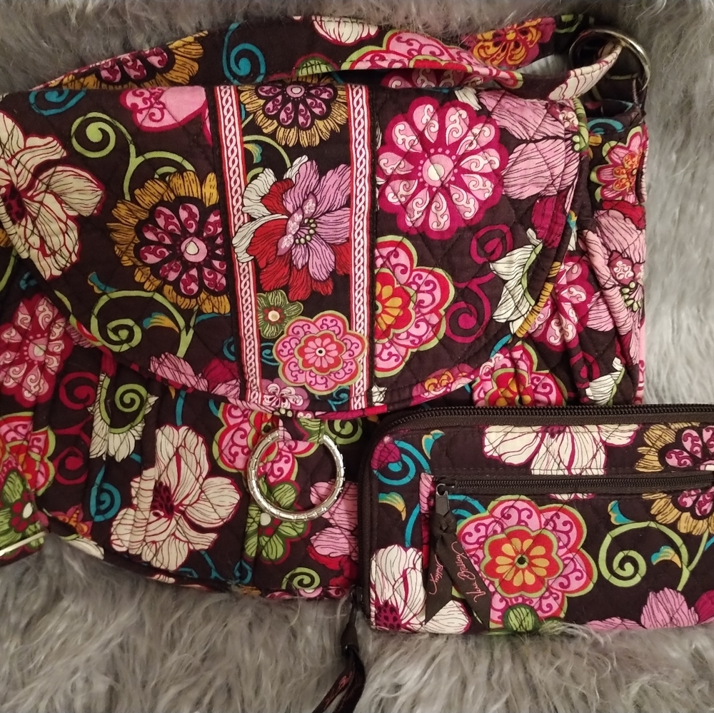 Vera Bradley, shoulder bag/matching wallet. 10x10